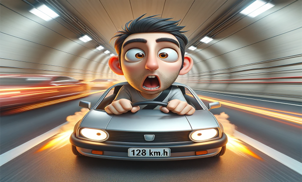 Utan førarkort i tunnel i 128 km/t