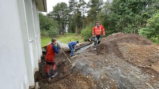 Dreneringsarbeid ved gamle klubbhuset før neste storprosjekt