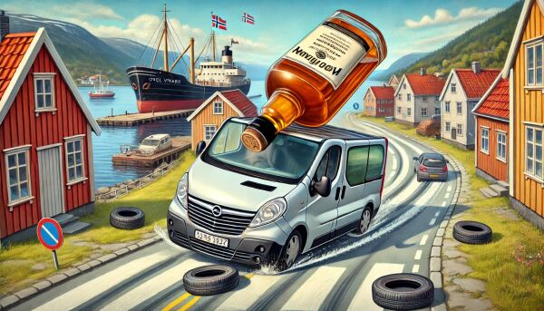 Drakk ei flaske whiskey før bilturen