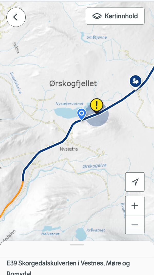 Oversvømmelser på E39 Ørskogfjellet